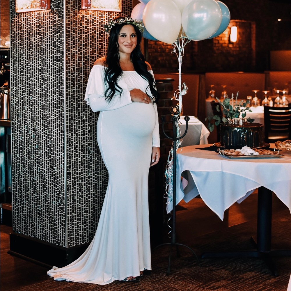 White maternity maxi dress